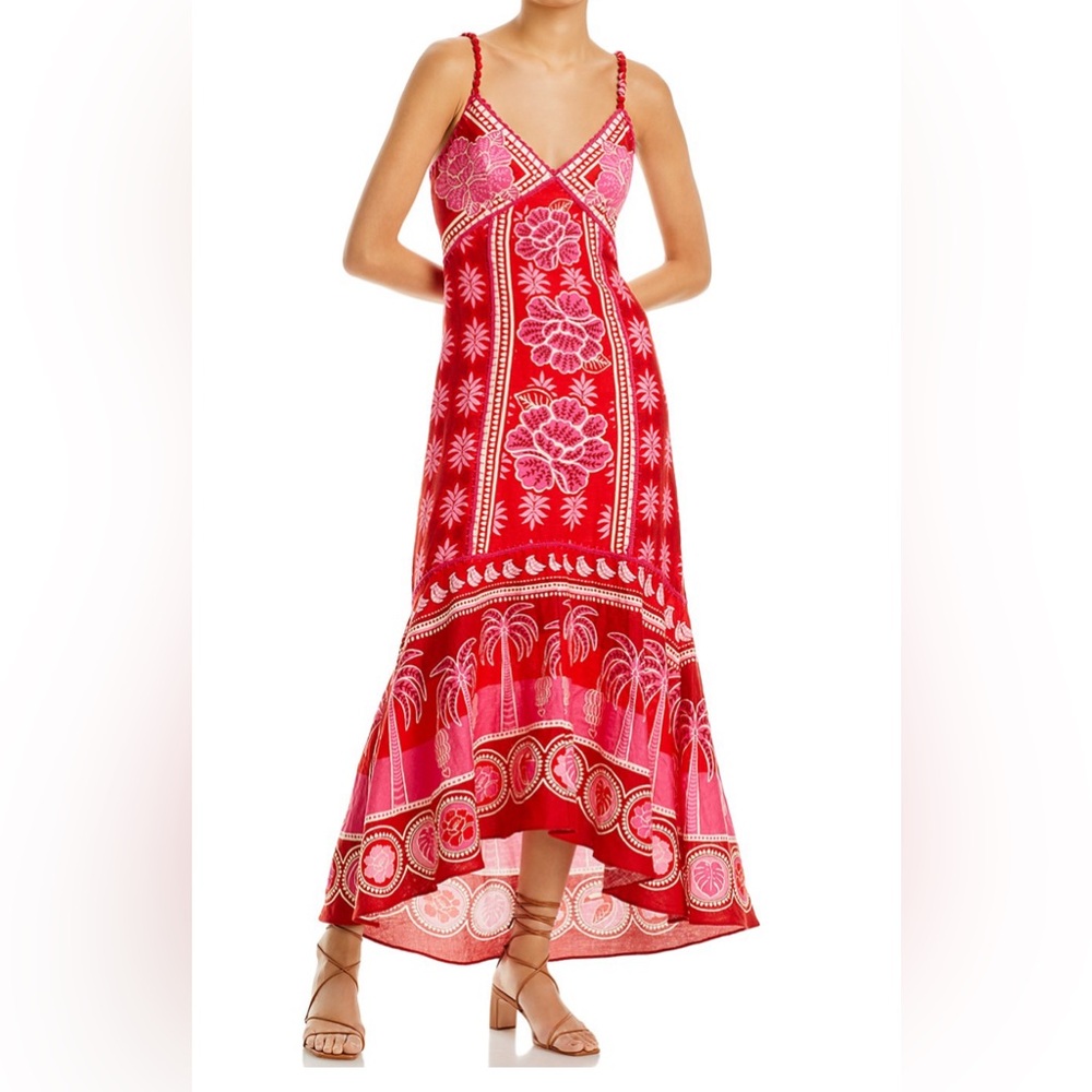 NWT FarmRIO Red and White Asymmetrical High-Low Sundress in Medium